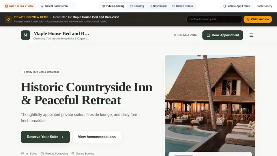 Events & Hospitality storefront preview