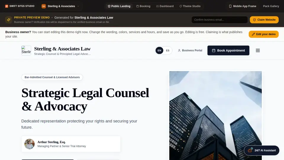 Professional Services storefront preview